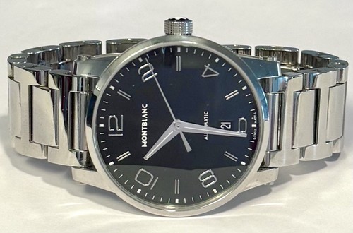 39mm MONT BLANC TimeWalker Swiss Made Auto 25 Jewels | Silvertone Bracelet Watch - Picture 2 of 12