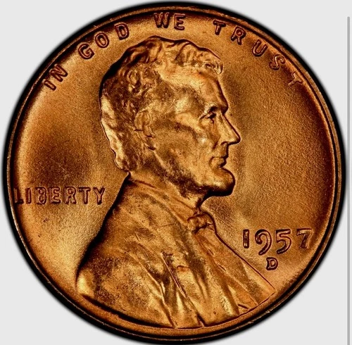 1957 D Lincoln Wheat 1C MS RD (FROM ORIGINAL ROLL)