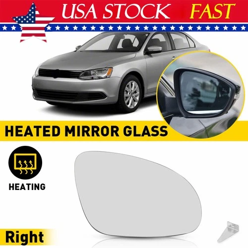 Mirror Glass RH Passenger Side for 2013-2016 Volkswagen VW Passat Jetta Beetle