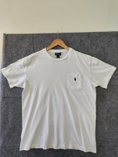 Rare Vintage Polo Ralph Lauren L White T-Shirt patch pocket Single Stitch 