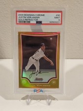 2009 Bowman Chrome JUSTIN VERLANDER GOLD REFRACTOR /50 Detroit Tigers PSA 9