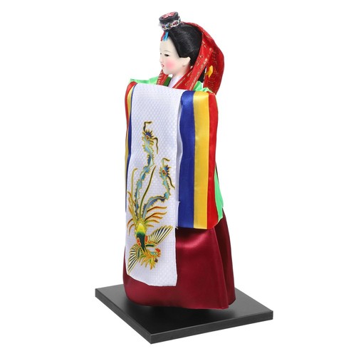 Korean Girl Figurine Silk Hanbok Doll Little Girl Doll Model