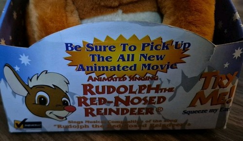 Vintage Singing Rudolph The Red Nosed Reindeer Plush Glowing Nose Animotronic - Picture 2 of 3