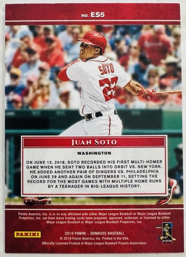 Donruss Elite Series Rapture #ES5 2019 Juan Soto Nationals - Imagen 2 de 2