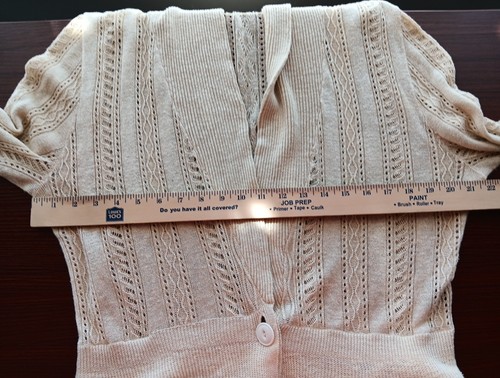 Cárdigan Lauren Ralph Lauren Lino Crochet XL Crema Volantes Dobladillo y Mangas Usado en Excelente Condición - Imagen 7 de 8