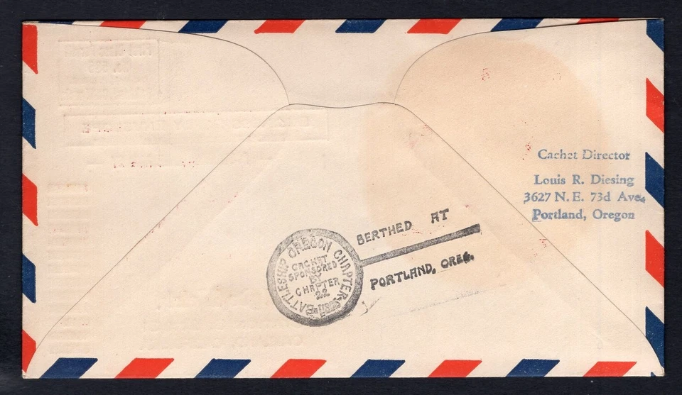 EE. UU. Portland 1935 barco canadiense OHMS Skeena. Oakland franqueo debido a cancelaciones Foto 2 de 2