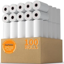 2 1/4'' x 50' Thermal Paper Rolls Receipt Paper (100 Rolls) 2 1/4" x 50ft