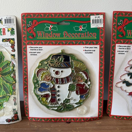 Christmas Window Glass Decal Suncatchers Xmas Tree Wreath Snowman Santa x 5 - Picture 9 of 24