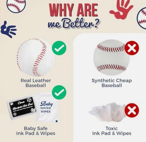 Baby Baseball Handprint Kit Ink for Baby Hand Print Keepsake Grandparents Gift - Picture 2 of 8