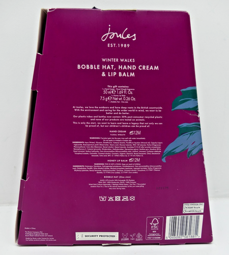 Joules Winter Bundle Bobble Hat Hand Cream And Lip Balm Gift Set - Picture 3 of 8