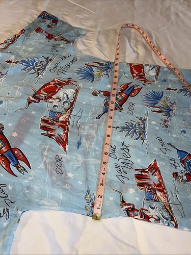 Double D Ranch Be Free Out West Cow Jumps Over Moon Blue Viscose Print Dress XS - Picture 20 of 20
