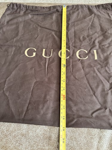 GUCCI Drawstring Dust Bag Brown Cloth Gold Logo Large Cotton - Picture 2 of 7