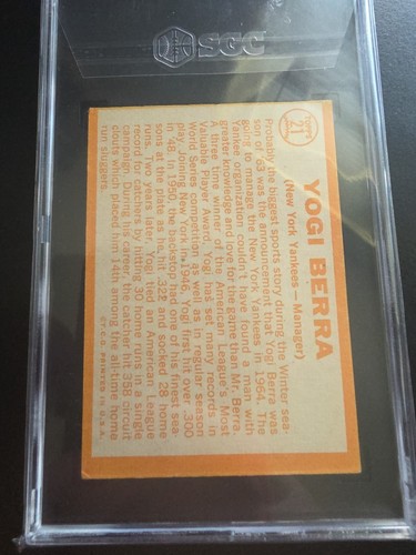 1964 TOPPS #21 YOGI BERRA SGC 4.5 VG-EX+ - Picture 2 of 2