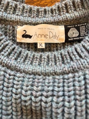 Timeless Vintage XL Anne Daly Heavy Knit Blue/Purple Heather Wool Sweater - EUC