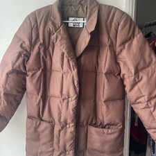 The Company Store Brown Quilted Puffer Jacket Down filling