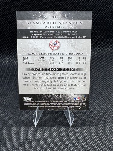 2018 Topps Inception - Giancarlo Stanton #75 Purple /150 - Picture 2 of 3