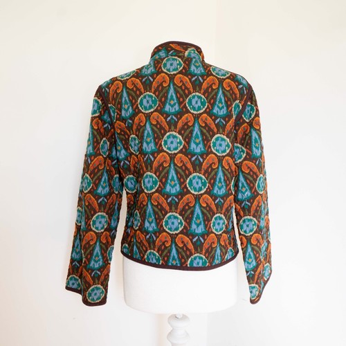 Rare 1970s Saint Laurent Rive Gauche Ikat Pattern Quilted Jacket - Picture 4 of 9