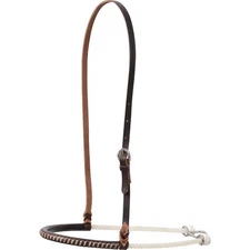 Martin Saddlery Single Rope Noseband with Rawhide Laced Harness Cover, Chocolate