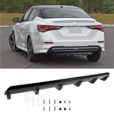 Gloss Black Rear Bumper Diffuser Fins Spoiler Splitter For Nissan Sentra Sedan