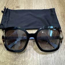 Original Prada Black Blue Gradient SPR 16U Etiquette Square Sunglasses