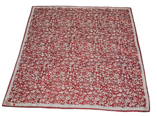 VTG Vera Neumann 26"x26" Red White Square Scarf Mid-Century Bold Print
