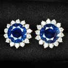 Exquisite Vivid Blue Sapphire 11.20Ct 925 Sterling Silver Rose Gold Earrings