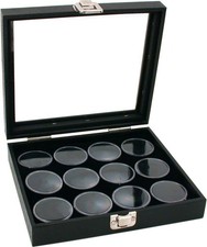 FindingKing Glass Top Jewelry Display Case 12 Gem Jar Insert New