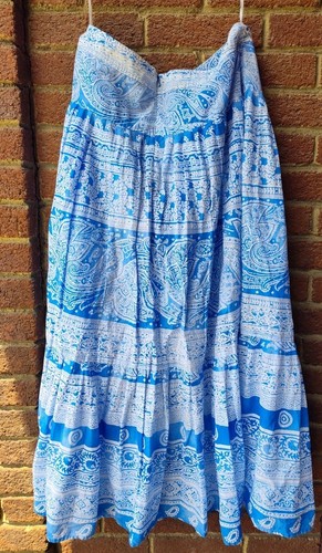 Jones New York Women's Maxi Skirt Size 8 Petite Blue Aqua BOHO - Picture 5 of 6