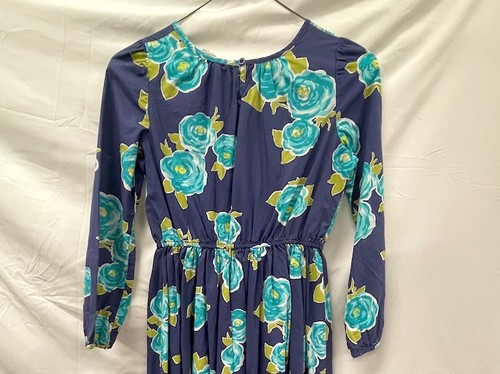 Land’s End Girls Purple with Blue Floral Print Long Sleeve Dress Size 8 - Picture 5 of 6