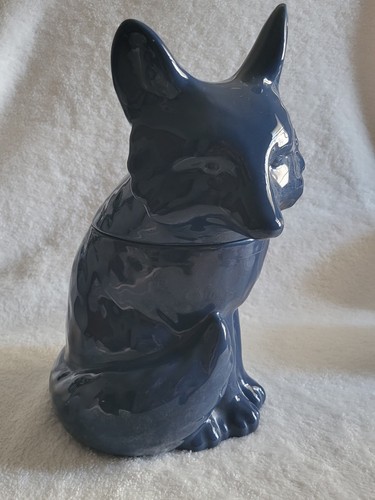 Threshold Stoneware Fox Cookie Jar 11" Canister Storage Blue Woodland - Picture 1 of 6