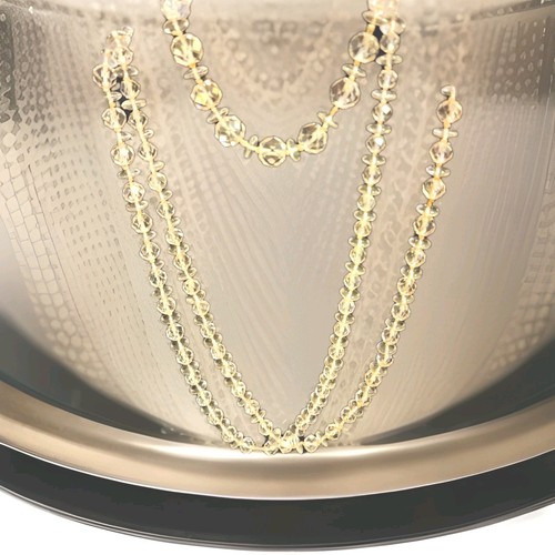 Vtg XXL 62" Faceted Quartz Rock Crystal Hand Knotted 8.3mm Bead Endless Necklace - Picture 3 of 12