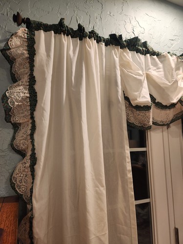 Vintage JCPenney Cottagecore Blumen Vorhänge, Rüschen Volant & Schleifen grün blau rosa - Bild 4 von 21