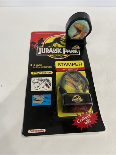Vintage 1992 Jurassic Park JP Stamper Dinosaurier TYRANNOSAURUS REX & VELOCIRAPTOR