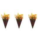  Set of 3 Large Basket with Artificial Flowers Fake for Decoration