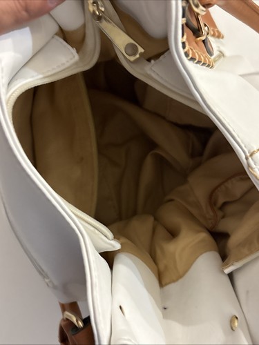 Michael Kors White And Brown Leather Purse Handbag As Seen - Bild 16 von 16