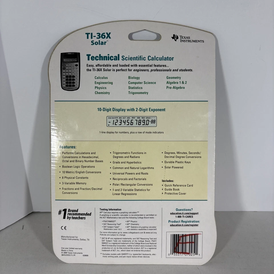 Texas Instruments Ti-36x Calculator Scientific School Solar Powered SAT ACT AP - Image 2 of 2