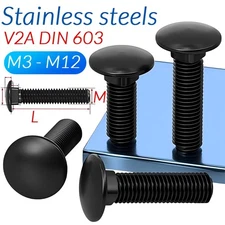 M3 M4 M5 M6 M8 M10 M12 Black A2 STAINLESS STEEL CUP SQUARE CARRIAGE BOLTS