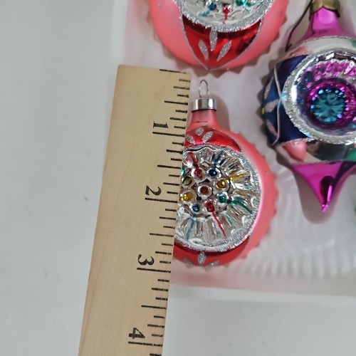 Bradford Novelty Hand Decorated Ornaments 5 Glass Set Glitter VTG  USA - Picture 9 of 9