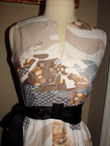VINTAGE McINERNY HAWAII MAXI LONG GORGEOUS CREAM BLACK BROWN GRAY SZ 8 DRESS - Picture 2 of 7