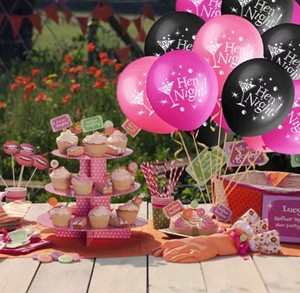 Hen Night Party Rose Red Light Pink Black 12 Balloons Hen Party
