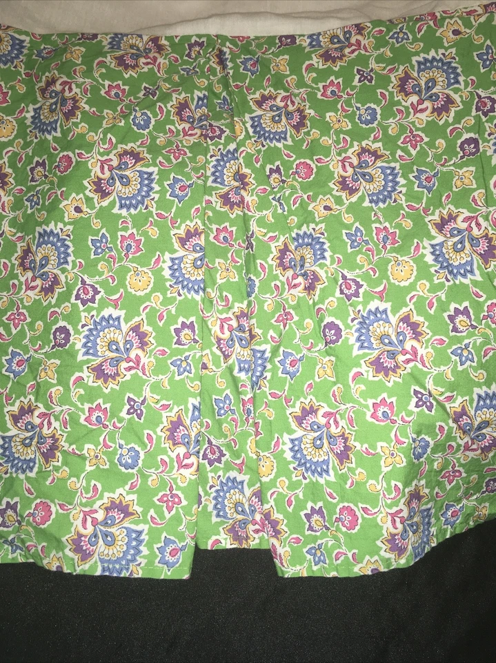 Falda de cama Ralph Lauren Hampton Beach Club verde tamaño completo cachemira floral azul Foto 2 de 4