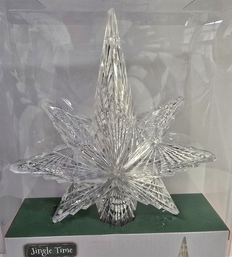 NIP 10-Light Clear 8-Point Star LED Christmas Tree Topper Jingle Time Indoor - Picture 2 of 6