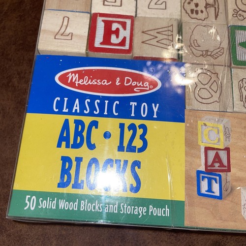 Melissa And Doug ABC 123 1 Inch Blocks 50 Solid Wood Storage Pouch Ages 3+ - Picture 2 of 3