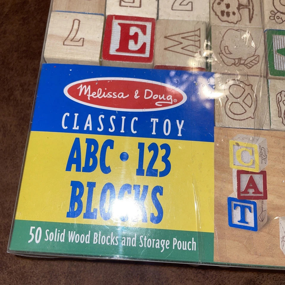 Melissa And Doug ABC 123 1 Inch Blocks 50 Solid Wood Storage Pouch Ages 3+ - Image 2 of 3
