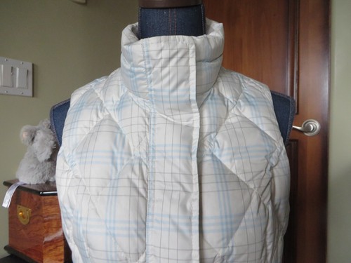 Eddie Bauer Damen Daunenweste weiß kariert mit blauen & grauen Streifen Gr. S neu ohne Etikett - Bild 5 von 18