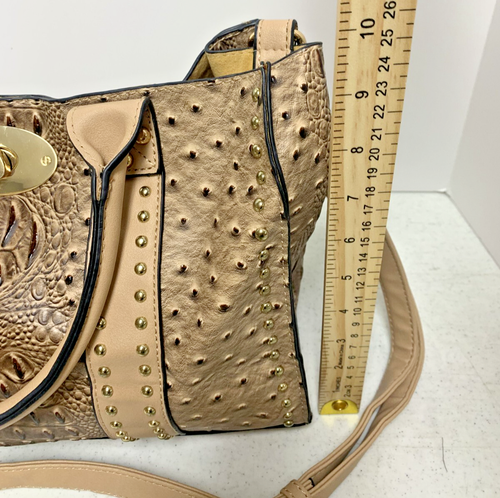 Cream Color Faux Leather Ostrich Shoulder/Handbag W Matching Coinpurse - Picture 11 of 18