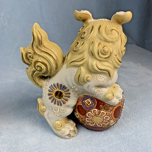 Par de perros foo japoneses Kutani pintados a mano de 7,5" de alto - Imagen 8 de 10
