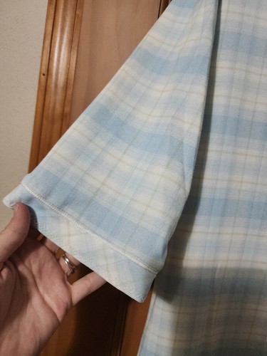 Karen Neuburger Floral Plaid Long Nightgown Sz Medium Pocket Buttons Embroidered - Picture 5 of 12