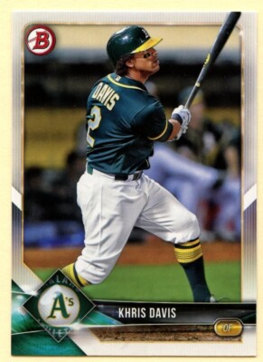2018 Bowman Khris Davis baseball card #45 Oakland Athletics