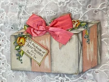 Vintage Greeting Best Wishes Gift Box Card 1920s USA USED Real Bow